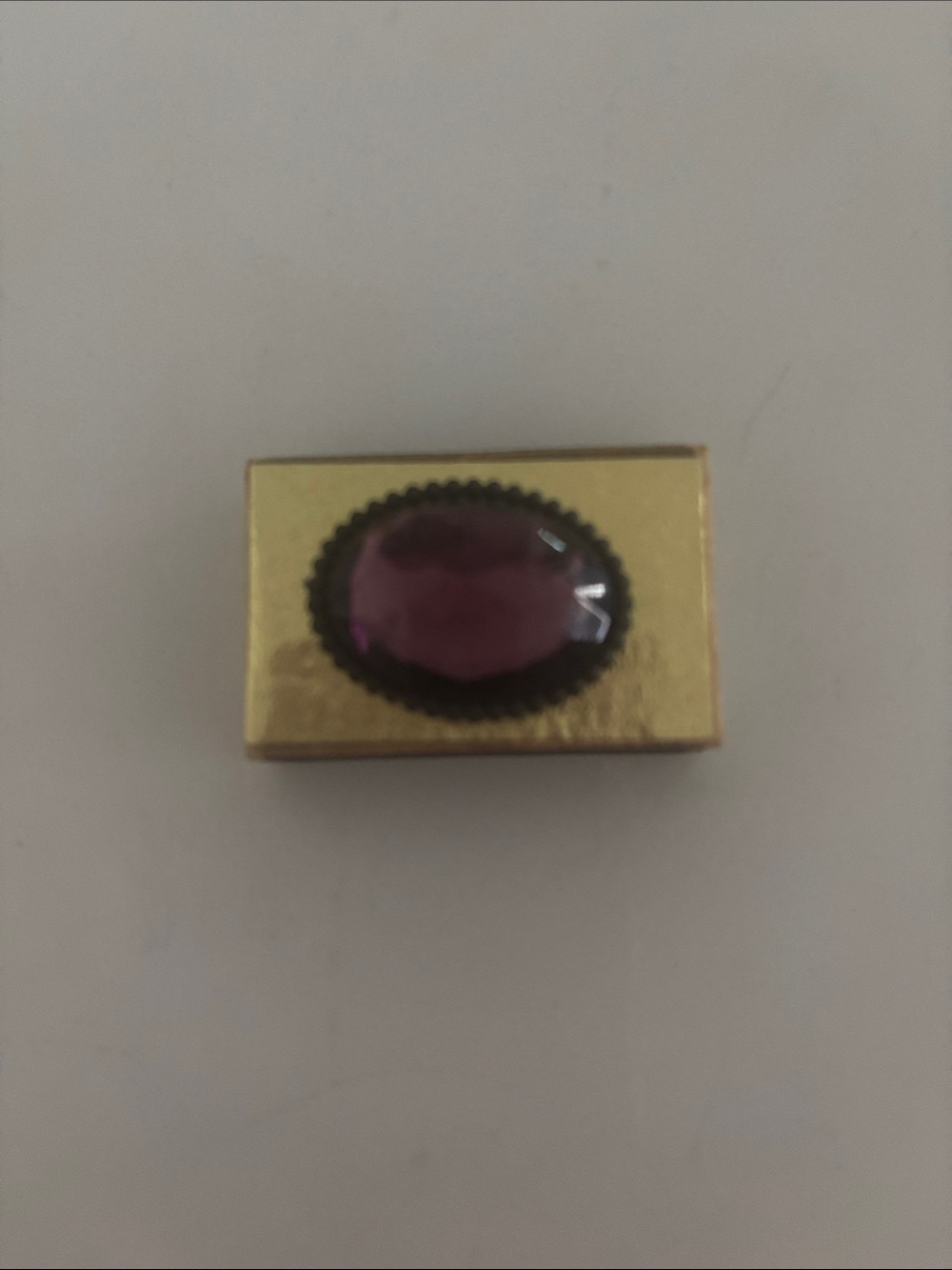 Vintage wood stick foil with large amethyst stone matchbox
